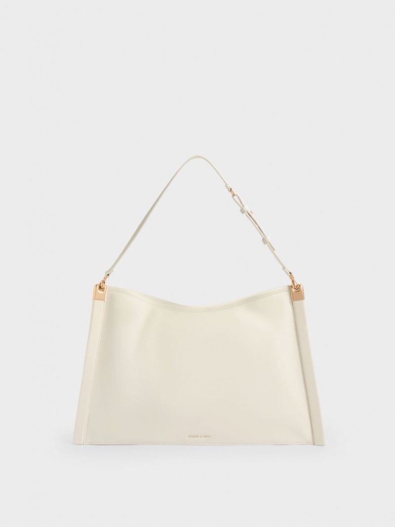 Charles And Keith Ridley Slouchy Tote Bags Cream | PHILIPPINES M164