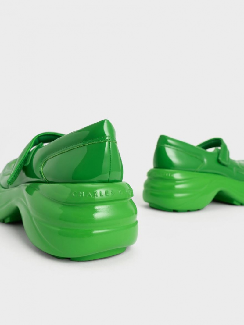 Charles And Keith Roony Patent Mary Jane Shoes Green | PHILIPPINES I902