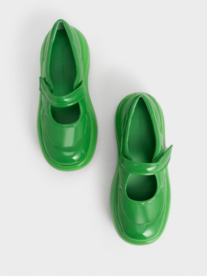 Charles And Keith Roony Patent Mary Jane Shoes Green | PHILIPPINES I902