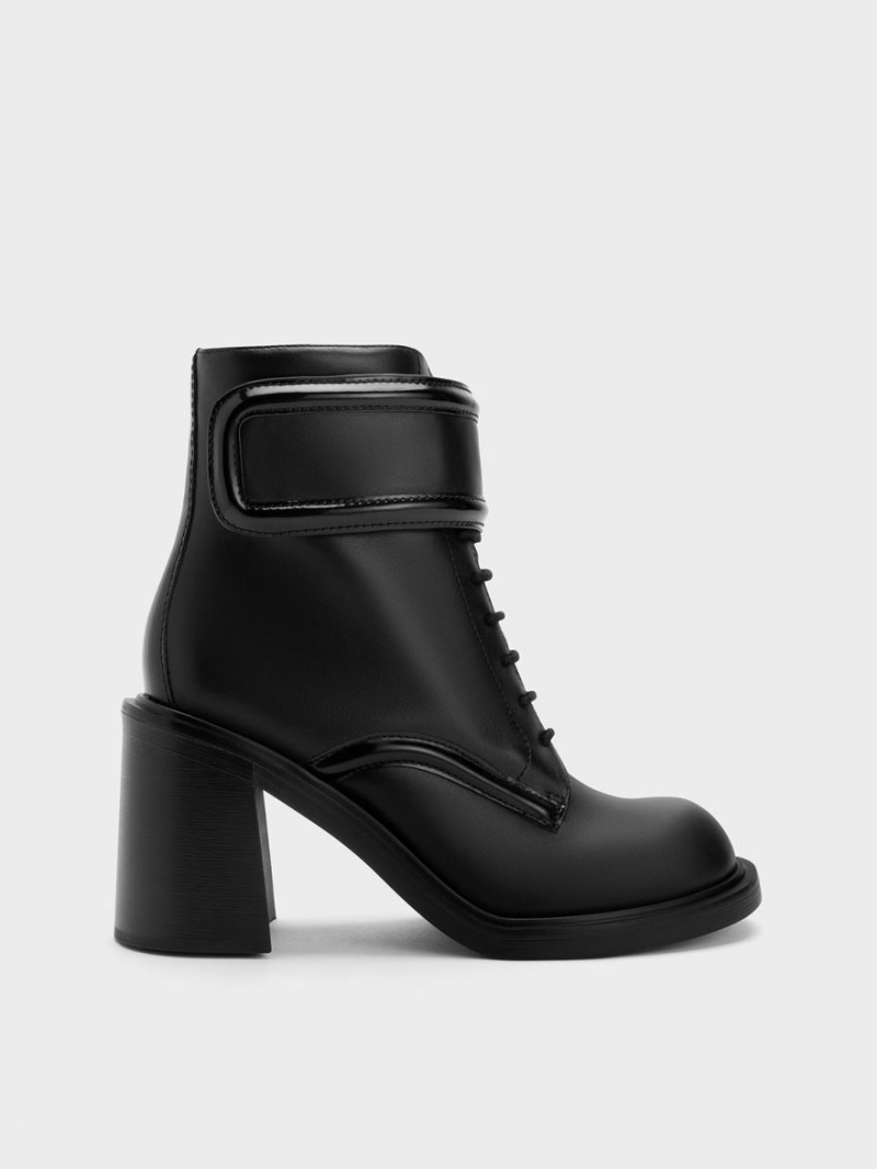 Charles And Keith Rosalie Leather Ankle Boots Black | PHILIPPINES X029