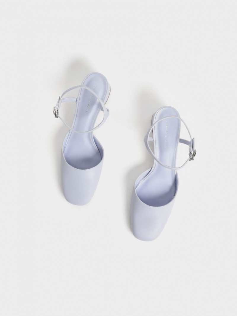 Charles And Keith Round Toe Ankle-Strap Pumps Light Blue | PHILIPPINES I573