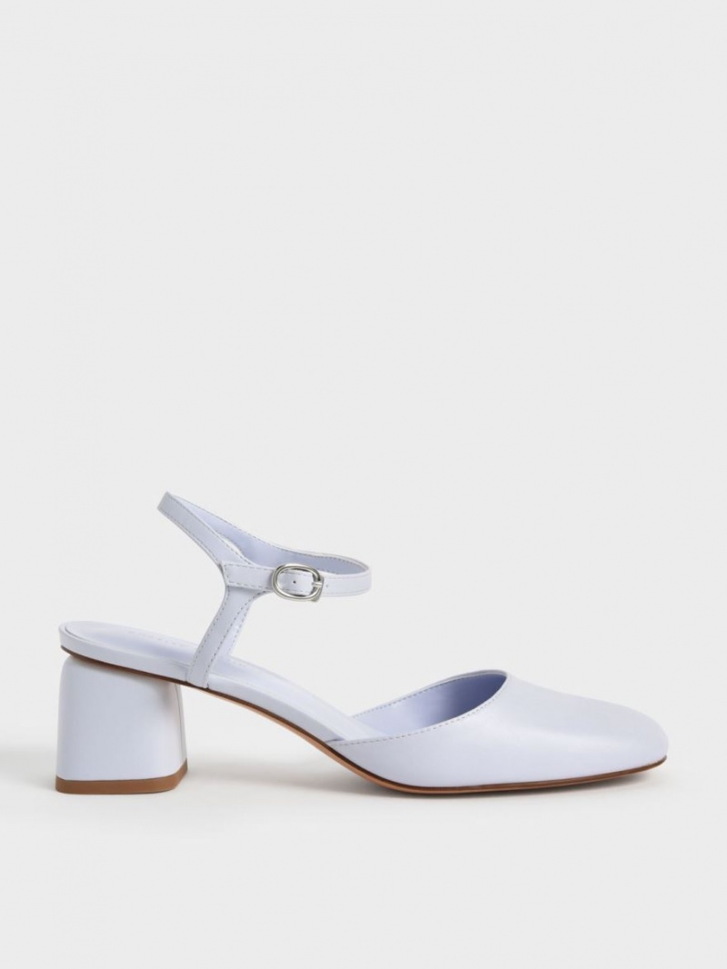 Charles And Keith Round Toe Ankle-Strap Pumps Light Blue | PHILIPPINES I573