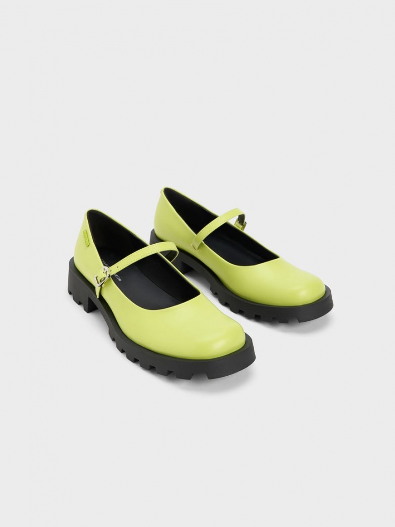 Charles And Keith Rounded Square-Toe Mary Jane Shoes Light Green | PHILIPPINES L460