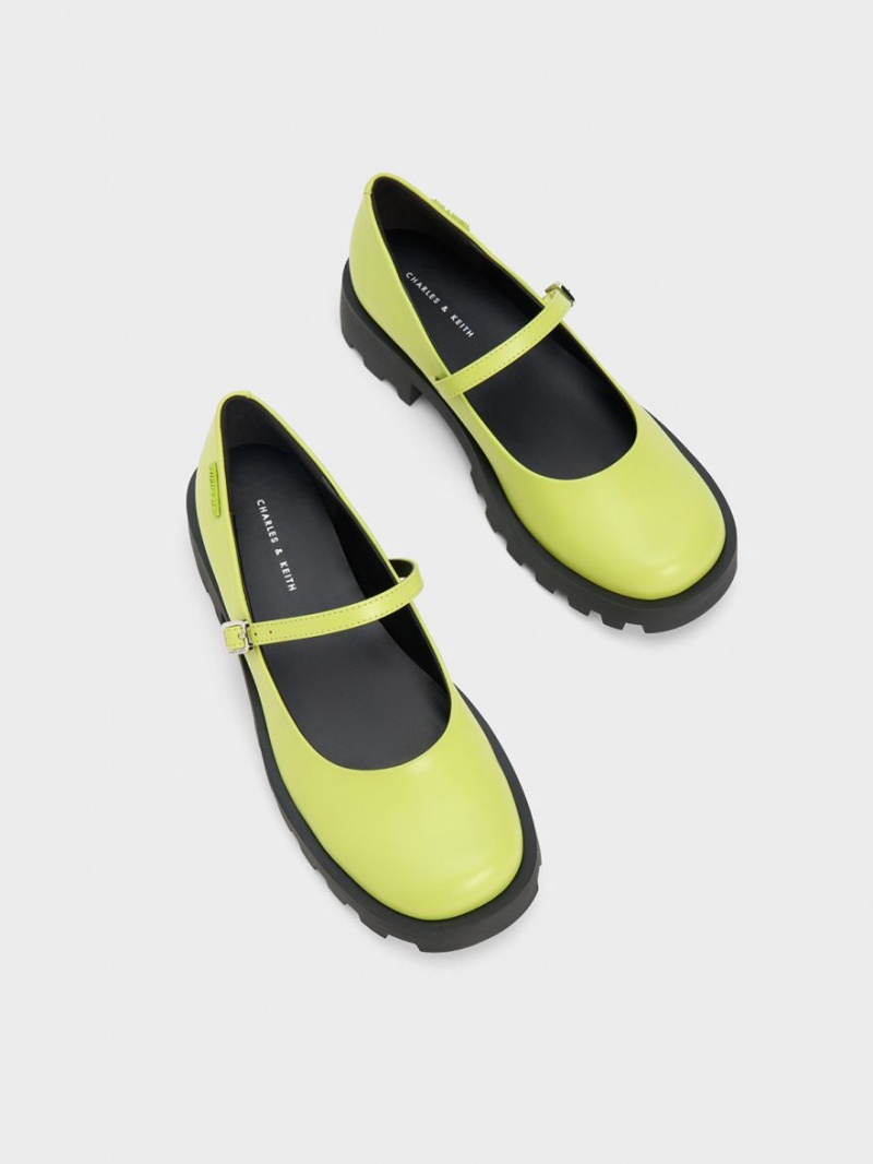 Charles And Keith Rounded Square-Toe Mary Jane Shoes Light Green | PHILIPPINES L460