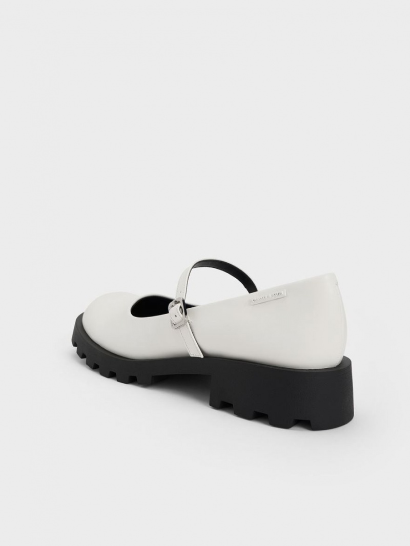 Charles And Keith Rounded Square-Toe Mary Jane Shoes White | PHILIPPINES Q148