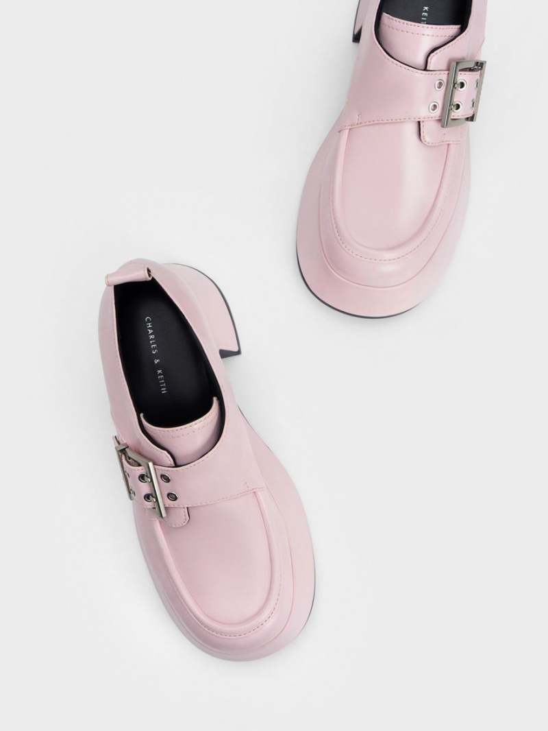 Charles And Keith Rubina Buckled Chunky Loafers Light Pink | PHILIPPINES G461