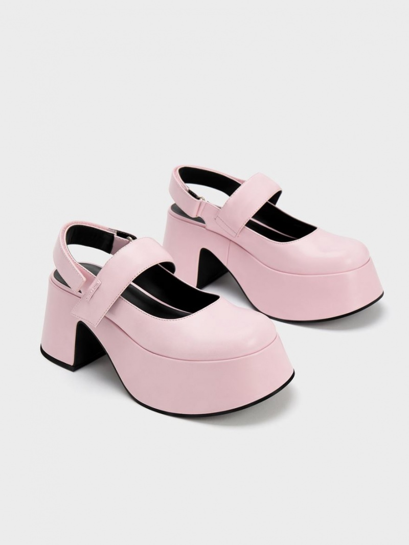 Charles And Keith Rubina Slingback Mary Jane Pumps Light Pink | PHILIPPINES J825