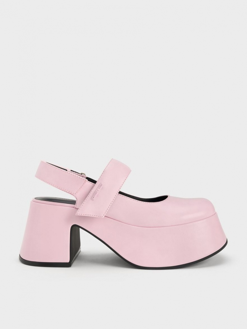 Charles And Keith Rubina Slingback Mary Jane Pumps Light Pink | PHILIPPINES J825