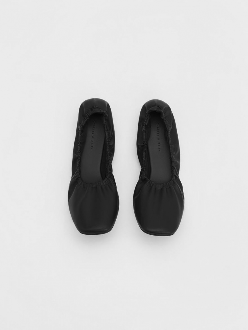 Charles And Keith Ruched Ballet Flats Black | PHILIPPINES S831