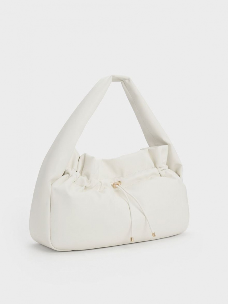 Charles And Keith Ruched Hobo Bag White | PHILIPPINES W018