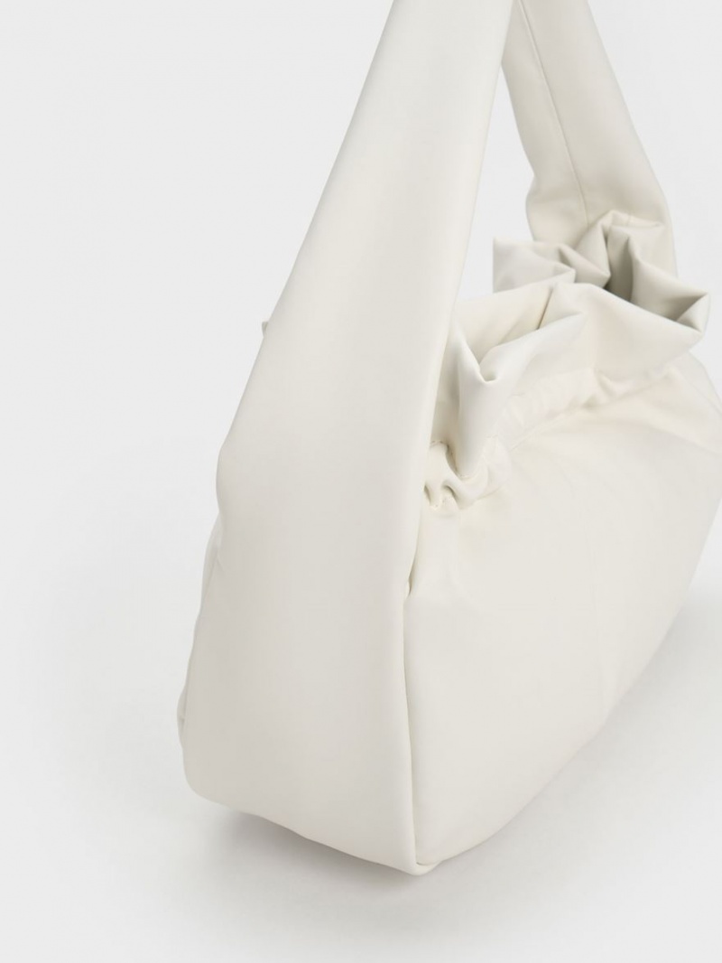 Charles And Keith Ruched Hobo Bag White | PHILIPPINES W018