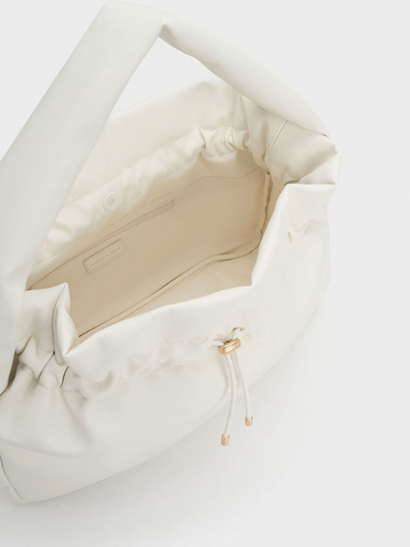 Charles And Keith Ruched Hobo Bag White | PHILIPPINES W018