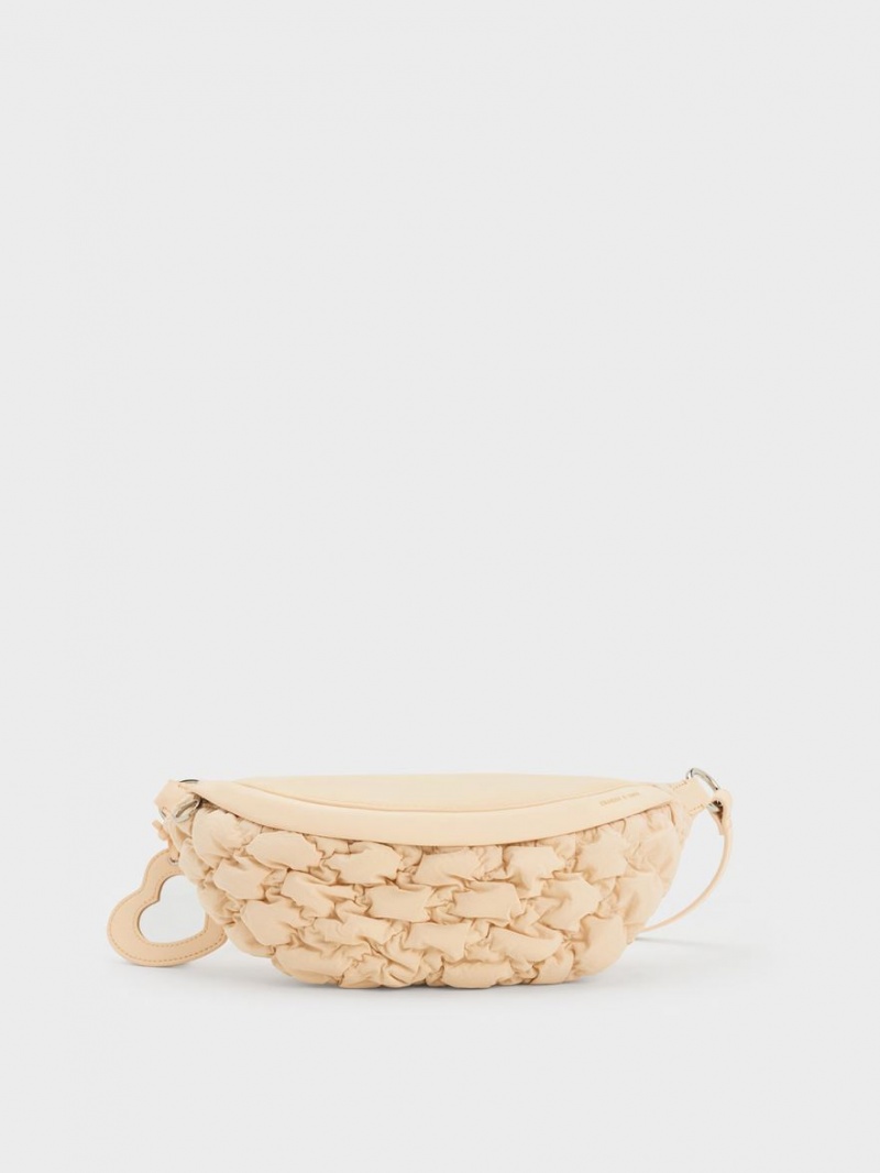 Charles And Keith Ruched Nylon Bum Belt Bags Beige | PHILIPPINES U259