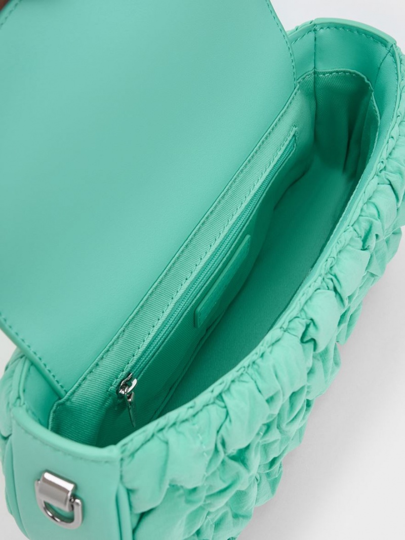 Charles And Keith Ruched Nylon Chain Handbag Turquoise | PHILIPPINES D273