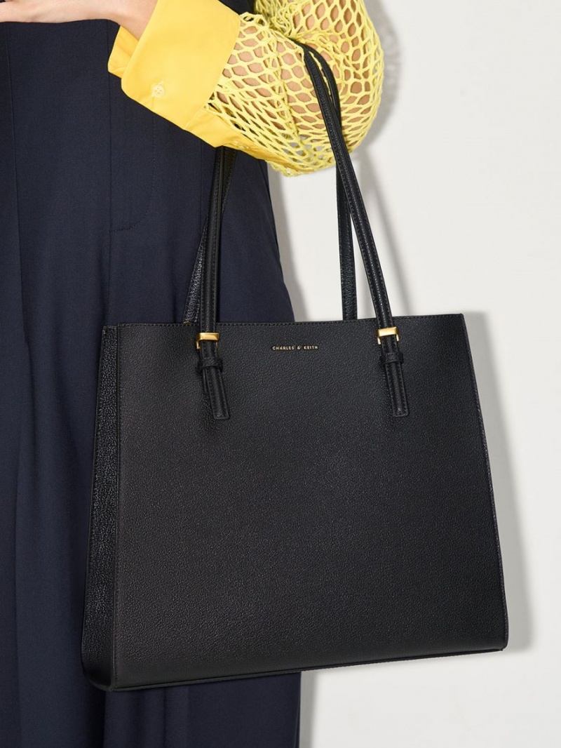 Charles And Keith Sansa Tote Bags Black | PHILIPPINES S016