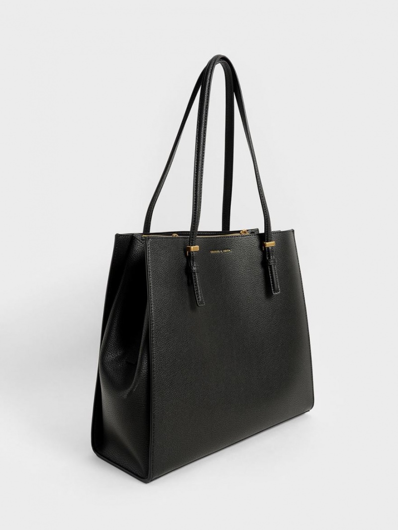 Charles And Keith Sansa Tote Bags Black | PHILIPPINES S016