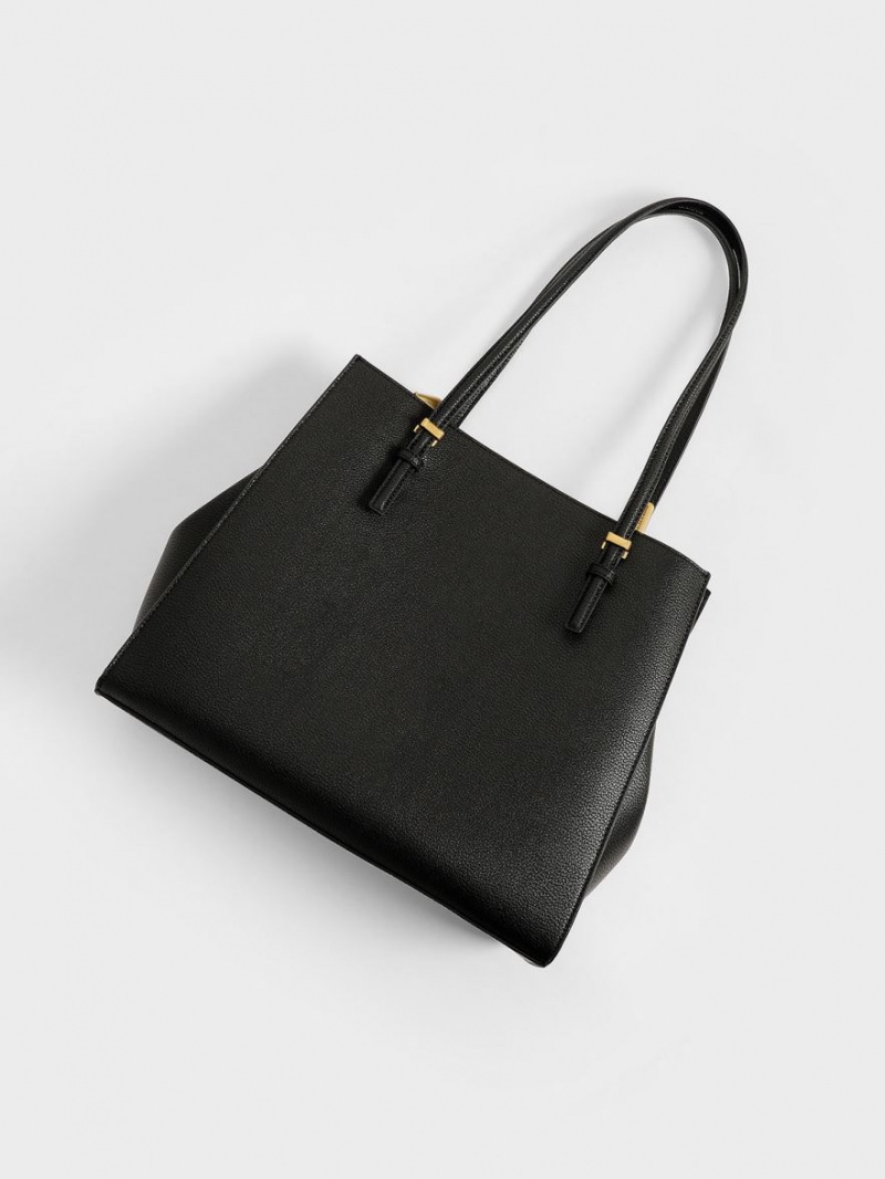 Charles And Keith Sansa Tote Bags Black | PHILIPPINES S016