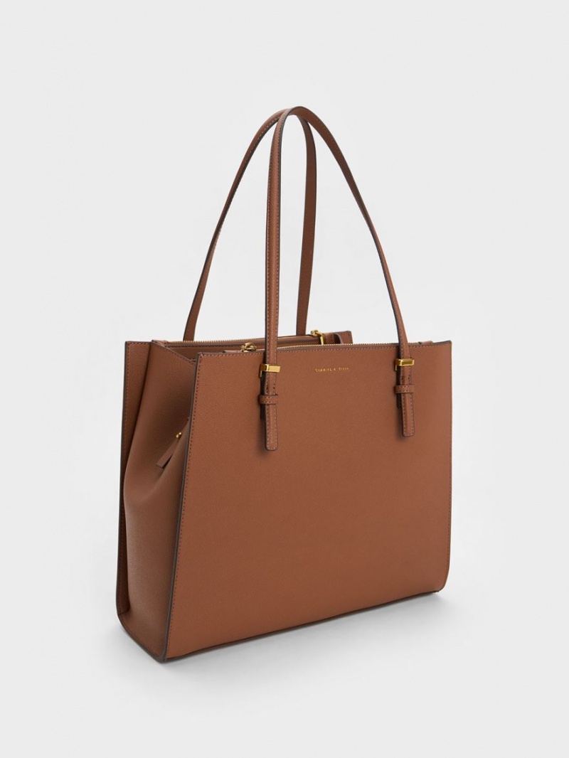 Charles And Keith Sansa Tote Bags Chocolate | PHILIPPINES Z892