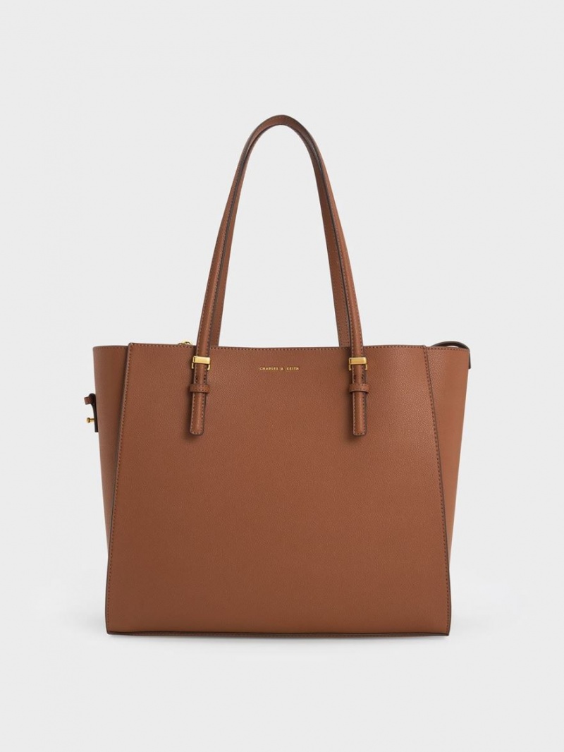 Charles And Keith Sansa Tote Bags Chocolate | PHILIPPINES Z892