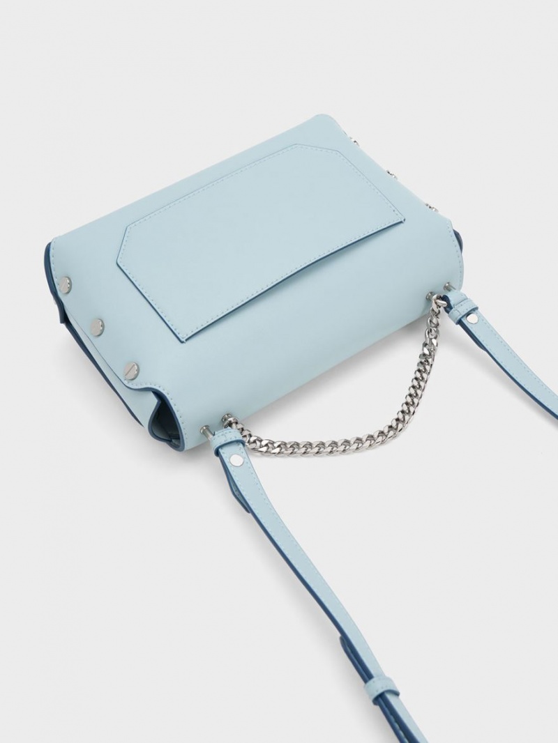 Charles And Keith Screw Motif Front Flap Tote Bags Blue | PHILIPPINES I769