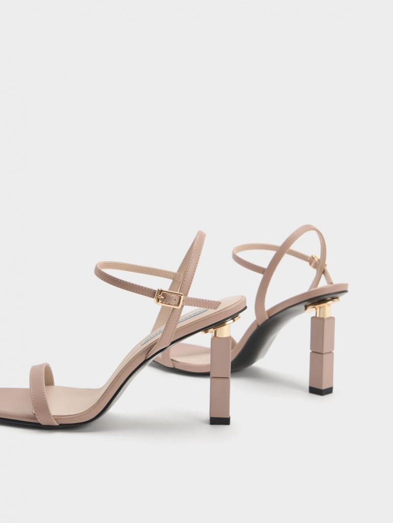 Charles And Keith Sculptural Heels Sandals Beige | PHILIPPINES G684