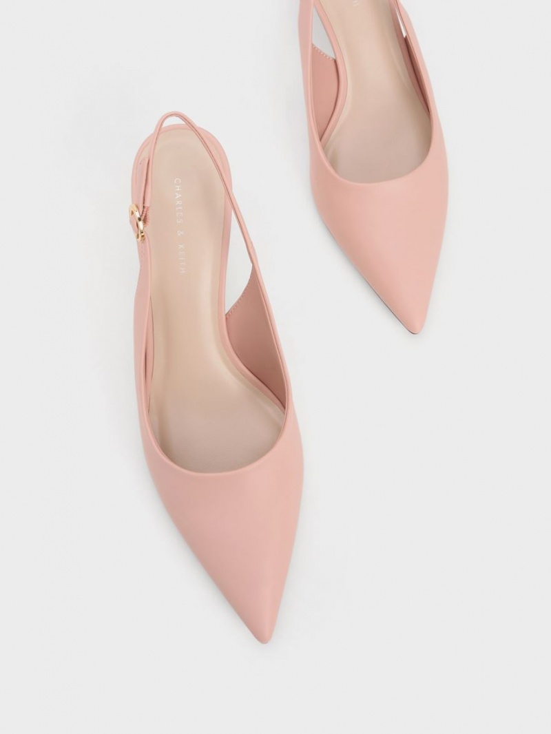 Charles And Keith See-Through Trapeze Heel Slingback Pumps Pink | PHILIPPINES V671