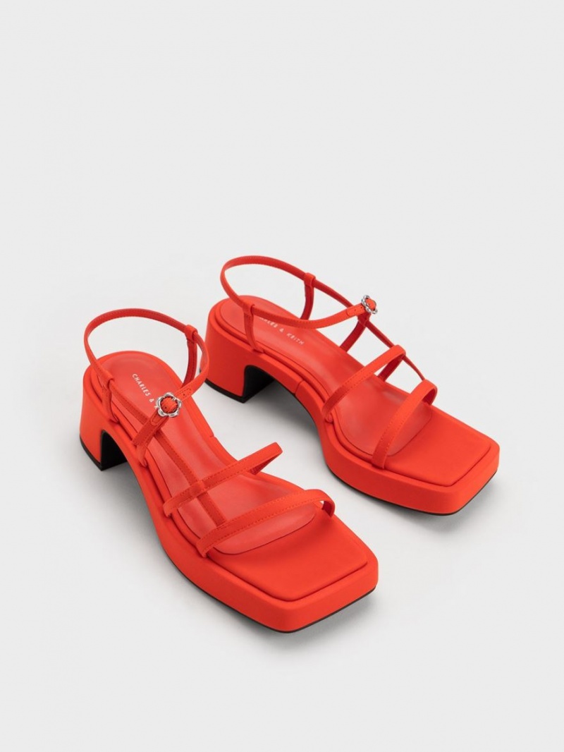 Charles And Keith Selene Flower-Buckle Strap Sandals Red | PHILIPPINES U698