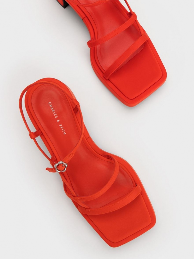 Charles And Keith Selene Flower-Buckle Strap Sandals Red | PHILIPPINES U698