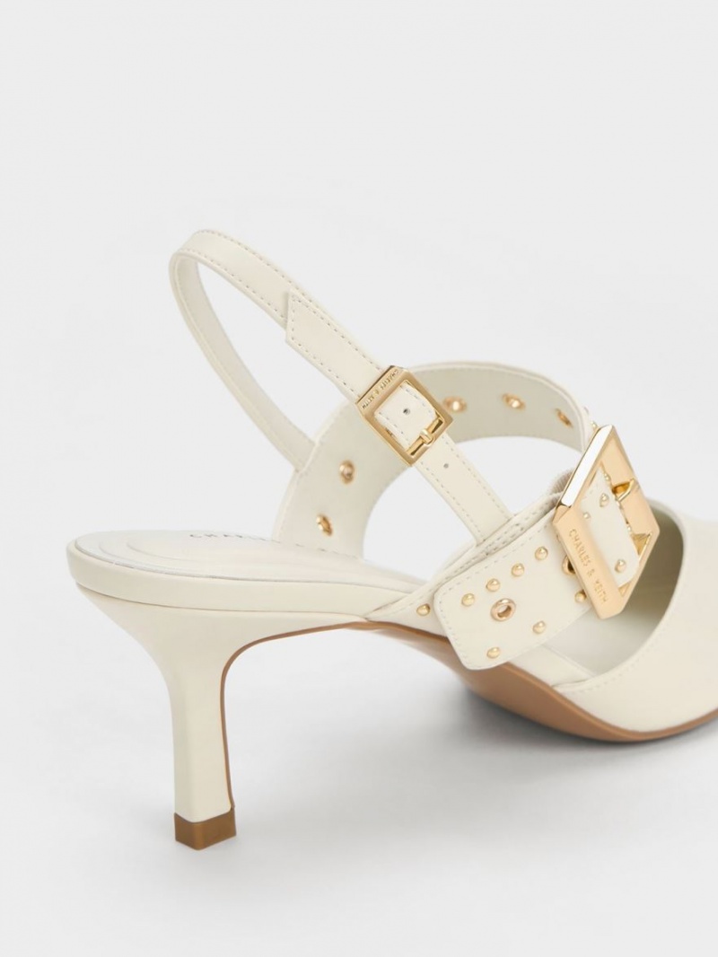 Charles And Keith Sepphe Grommet Slingback Pumps White | PHILIPPINES B098