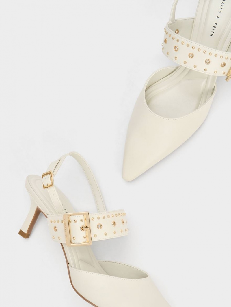 Charles And Keith Sepphe Grommet Slingback Pumps White | PHILIPPINES B098