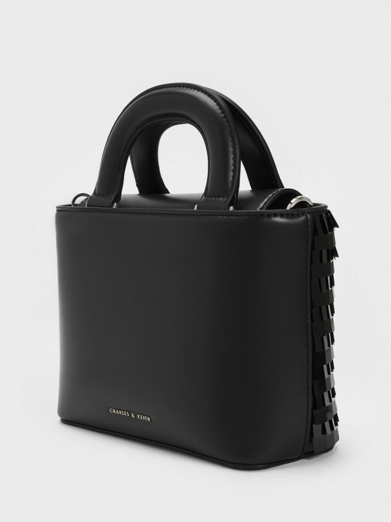 Charles And Keith Sequinned Double Handle Tote Bags Black | PHILIPPINES J052