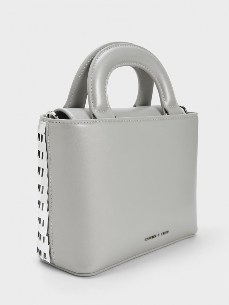 Charles And Keith Sequinned Double Handle Tote Bags Silver | PHILIPPINES T487