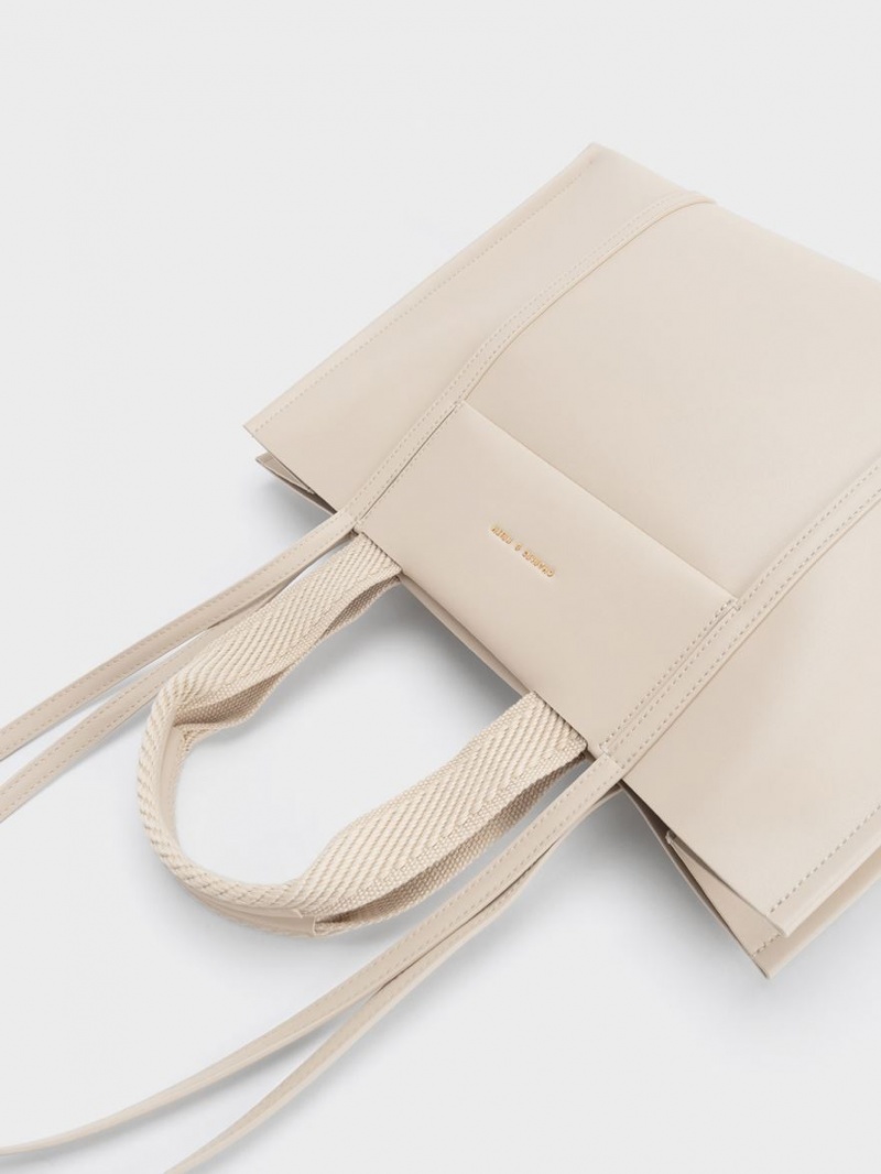 Charles And Keith Shalia Tote Bags Beige | PHILIPPINES L035