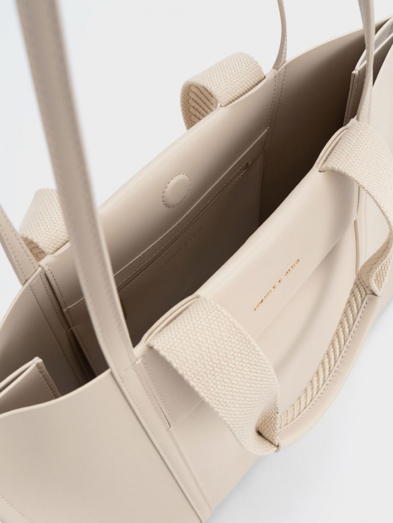 Charles And Keith Shalia Tote Bags Beige | PHILIPPINES L035