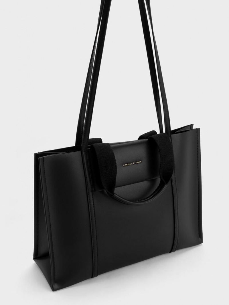 Charles And Keith Shalia Tote Bags Black | PHILIPPINES C527