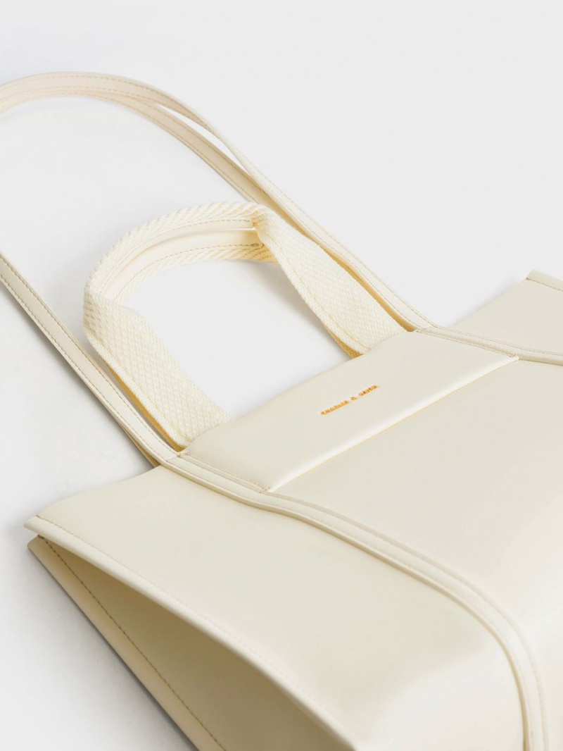 Charles And Keith Shalia Tote Bags Cream | PHILIPPINES G375