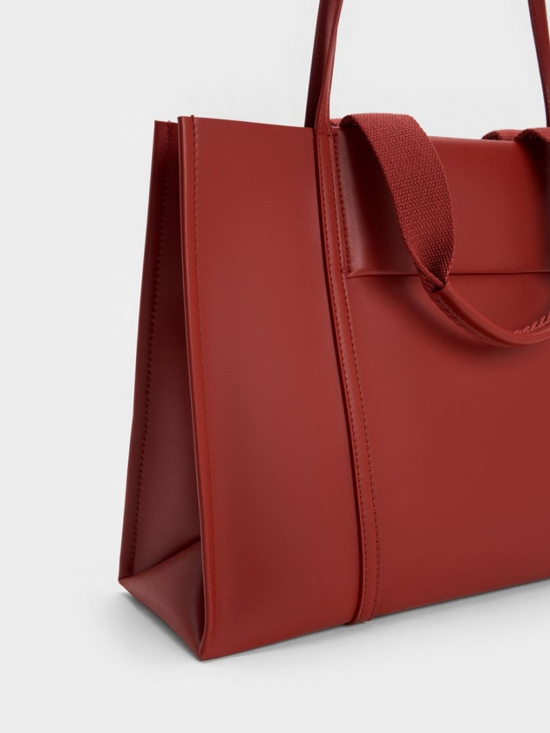 Charles And Keith Shalia Tote Bags Dark Red | PHILIPPINES K431