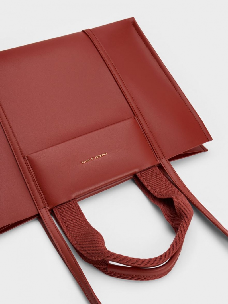 Charles And Keith Shalia Tote Bags Dark Red | PHILIPPINES K431