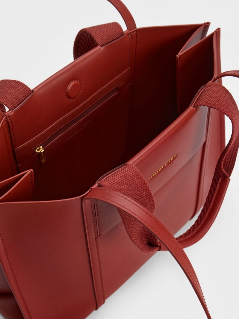 Charles And Keith Shalia Tote Bags Dark Red | PHILIPPINES K431