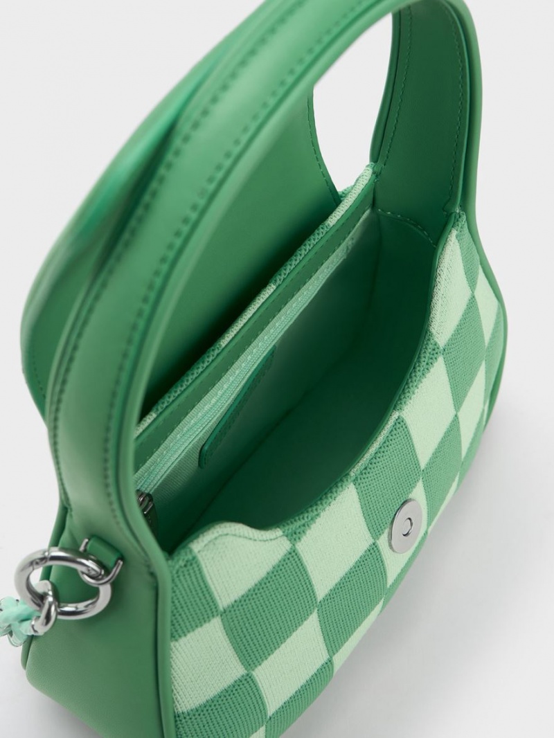 Charles And Keith Shiloh Checkerboard Top Handbag Green | PHILIPPINES Z570