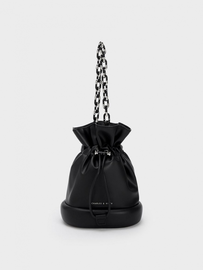 Charles And Keith Shiloh Drawstring Bucket Bags Black | PHILIPPINES V528