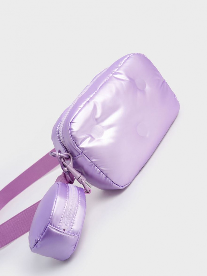 Charles And Keith Sianna Nylon Boxy Shoulder Bags Purple | PHILIPPINES P824