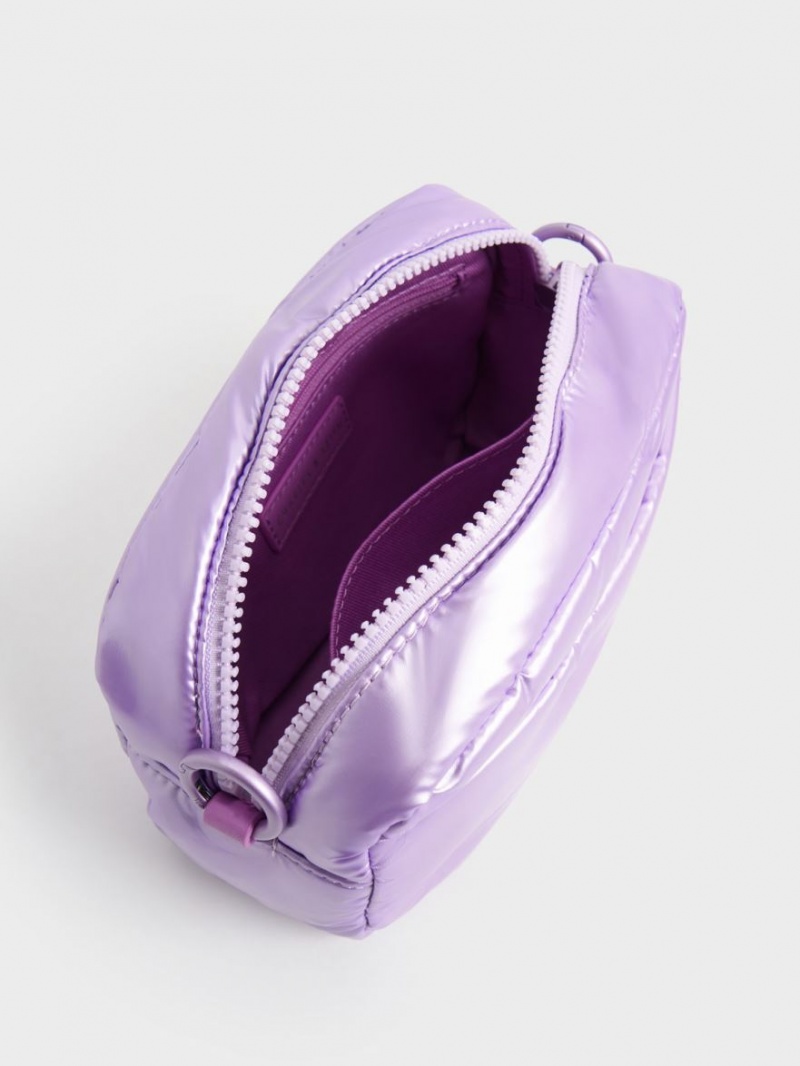 Charles And Keith Sianna Nylon Boxy Shoulder Bags Purple | PHILIPPINES P824