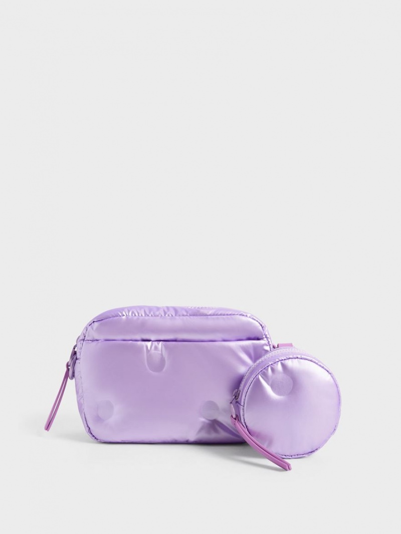 Charles And Keith Sianna Nylon Boxy Shoulder Bags Purple | PHILIPPINES P824