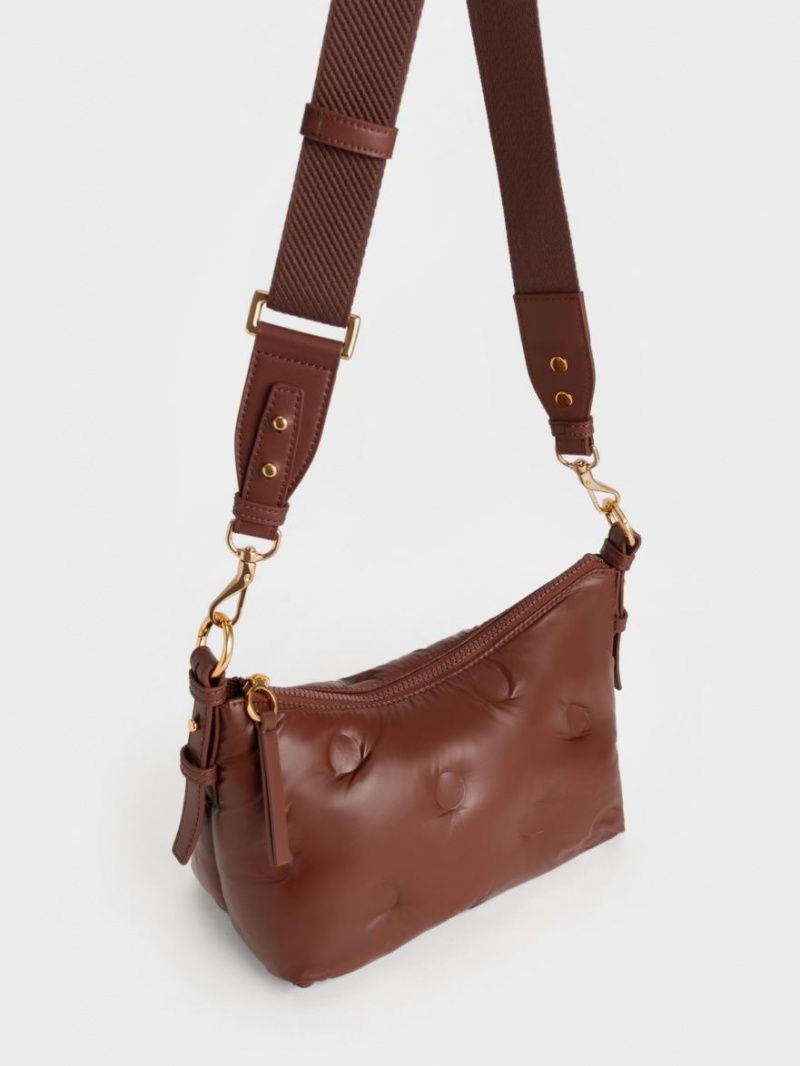 Charles And Keith Sianna Nylon Crossbody Bags Chocolate | PHILIPPINES T615