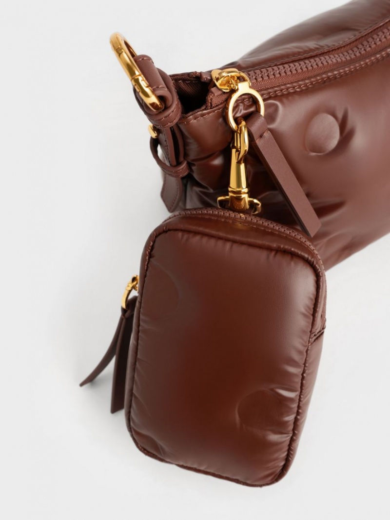 Charles And Keith Sianna Nylon Crossbody Bags Chocolate | PHILIPPINES T615