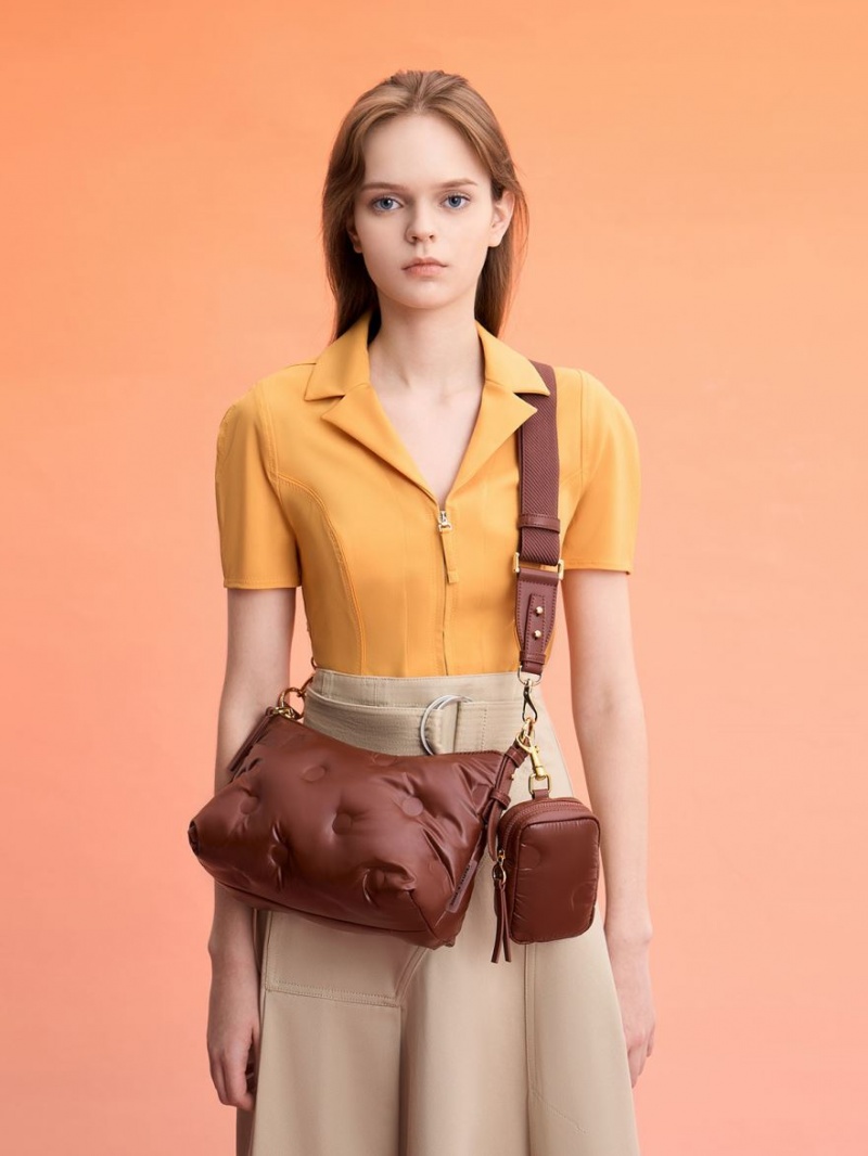 Charles And Keith Sianna Nylon Crossbody Bags Chocolate | PHILIPPINES T615