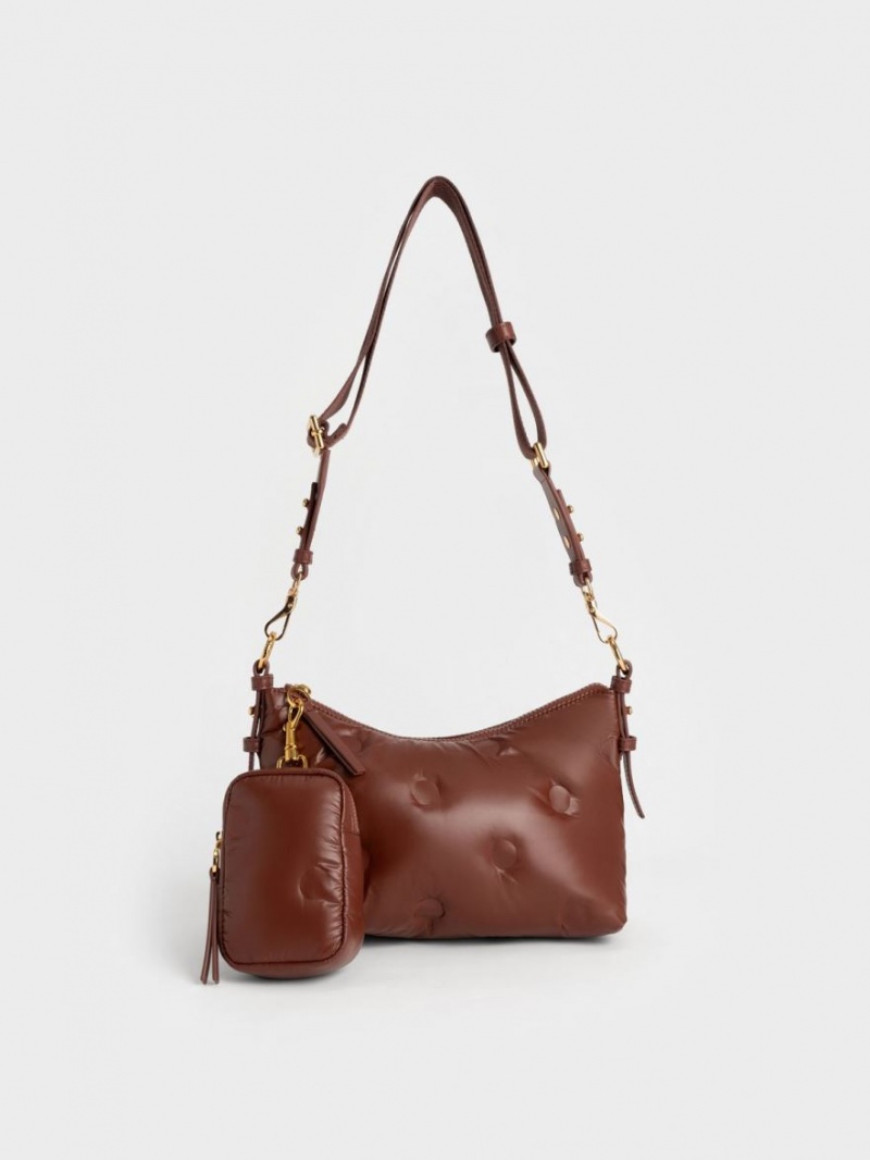 Charles And Keith Sianna Nylon Crossbody Bags Chocolate | PHILIPPINES T615