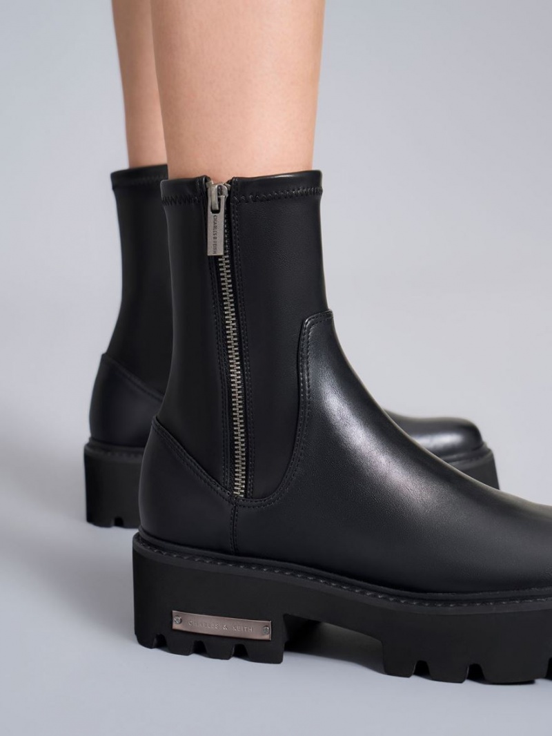 Charles And Keith Side-Zip Ankle Boots Black | PHILIPPINES G198