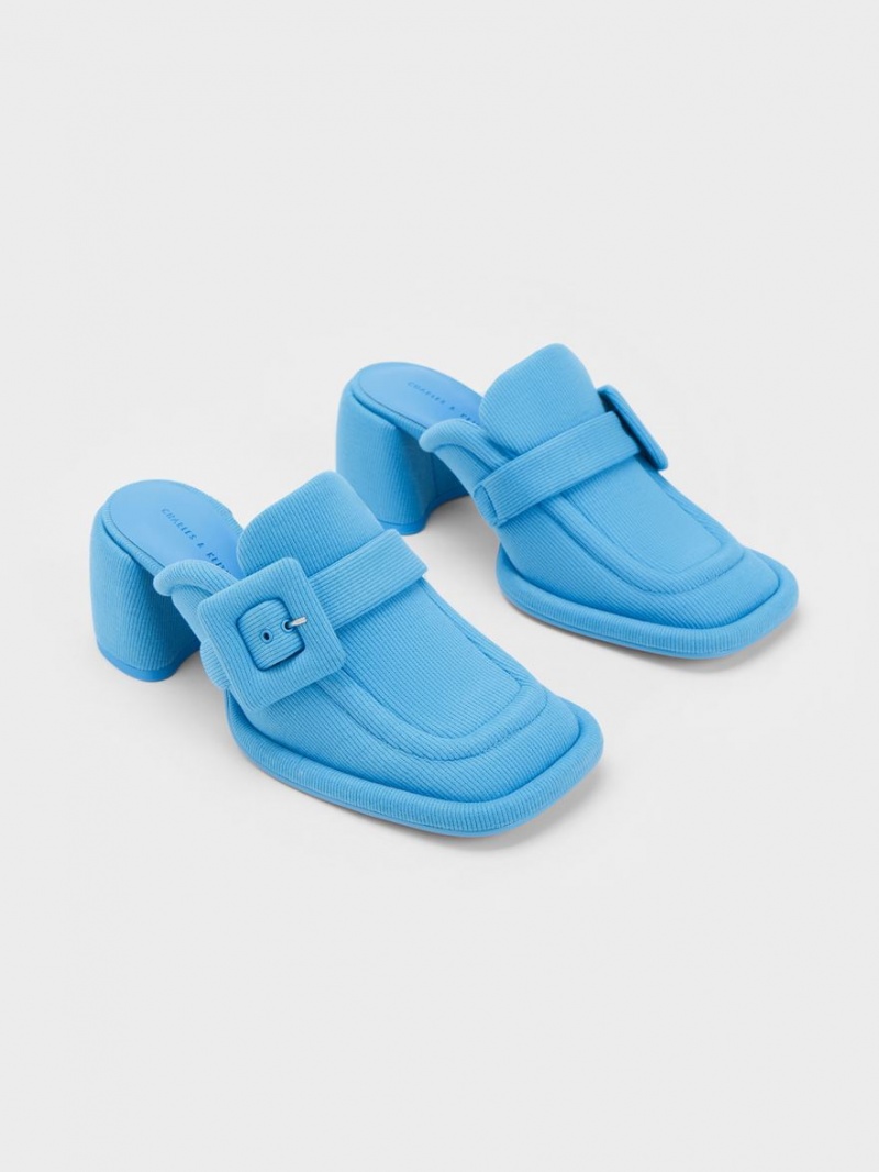 Charles And Keith Sinead Woven Buckled Loafer Mules Blue | PHILIPPINES Q129